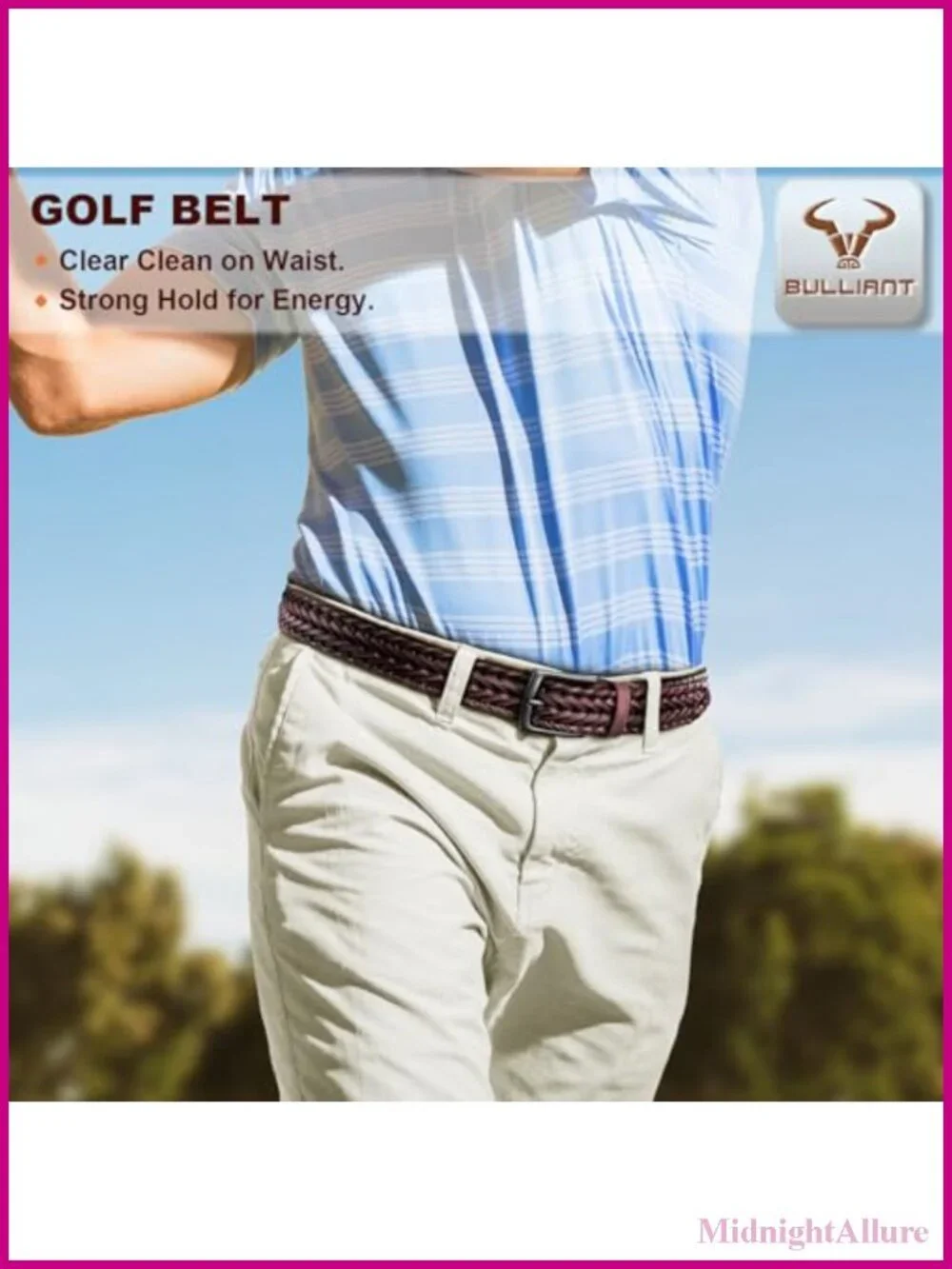 Men's Braided Woven Leather Belt 2Pack Adjustable Golf Gift Boxed